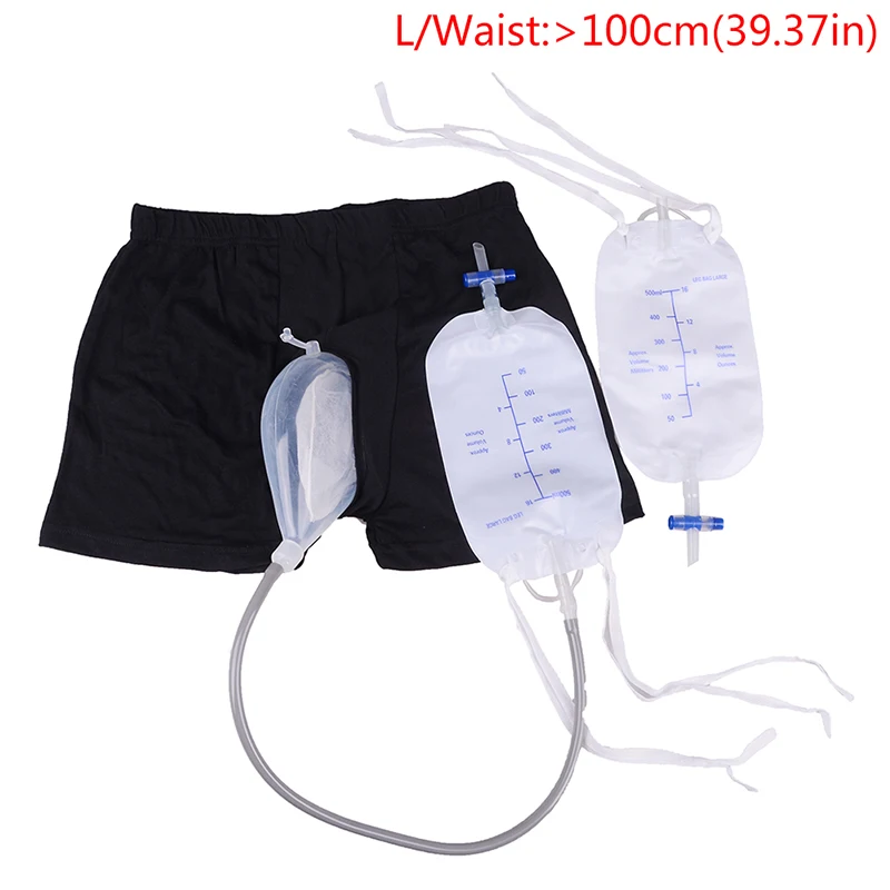 Reusable 500ml Urine Leg Bags Male Urinal Bag Silicone Urine Funnel Pee Holder Collector with Catheter For Old Men S/M/L size - Цвет: L