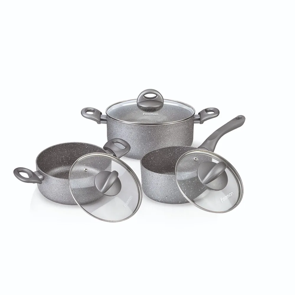 Moon Stone серии наборы посуды с 1.6L алюминиевым антипригарным покрытием Saucepan-2.8L кастрюля Casserole-4.9L