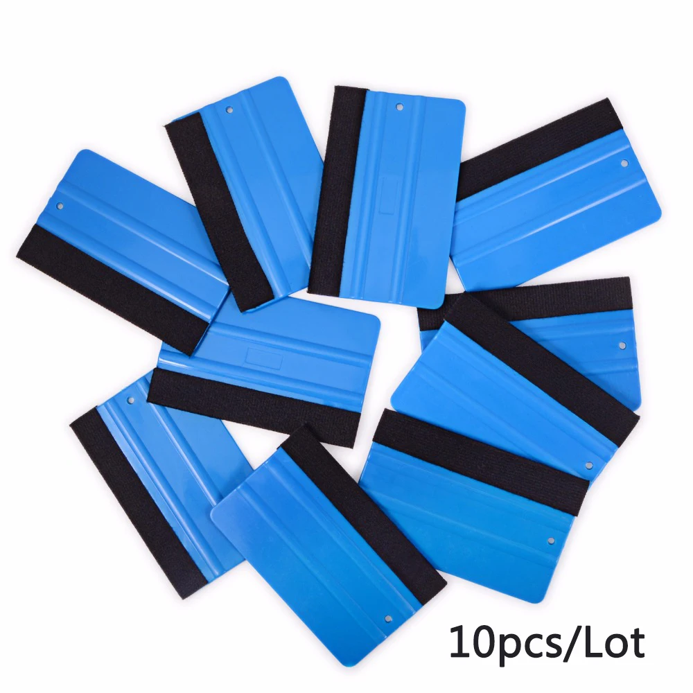 

EHDIS 10PCS Blue Fabric Felt Edge Squeegee With Hole Vinyl Film Car Wrap Window Tints Tools Decal Sticker Paper Install Scraper