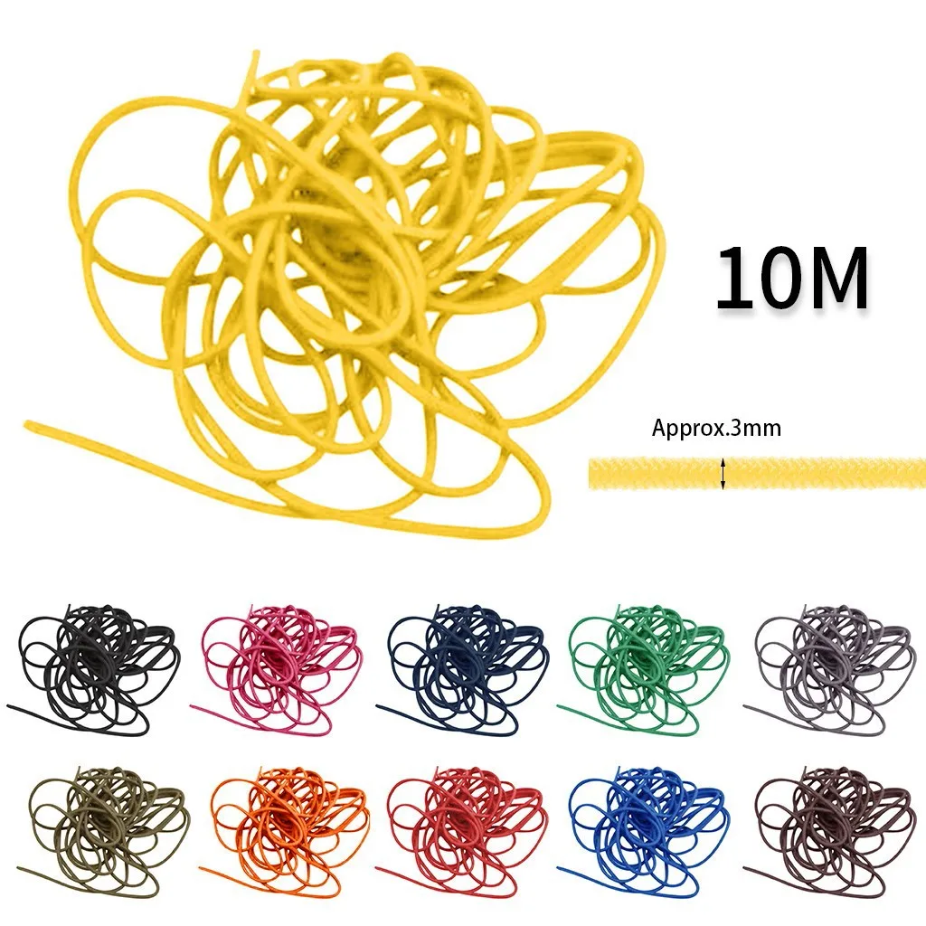 3mm bandas elásticas coloridas fino redondo elástico estiramento bungee choque cabo 11 cores comprimento 10m máscara diy material fdh