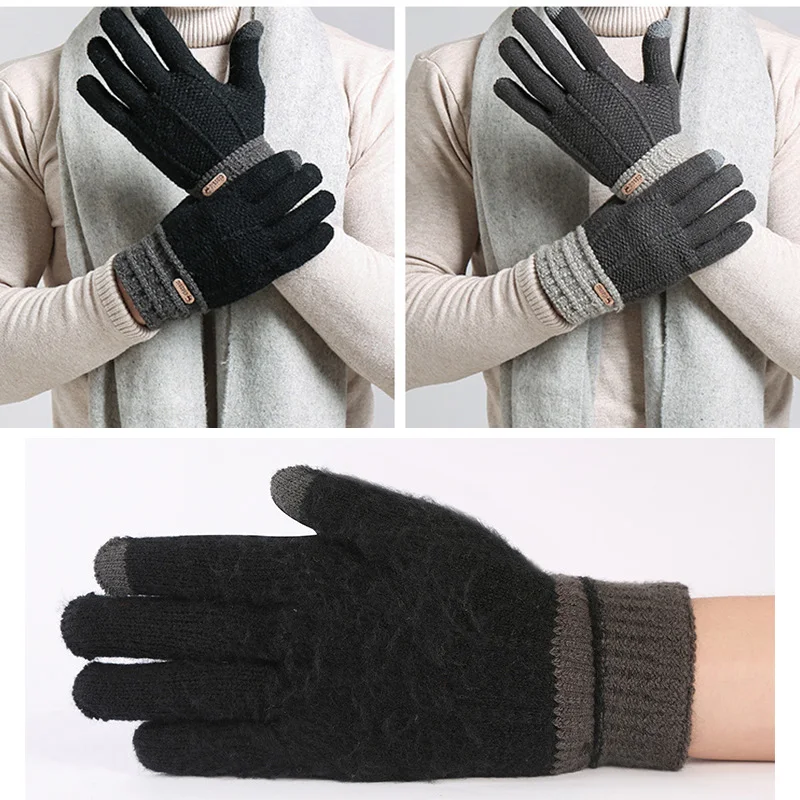 Winter Touch Screen Gloves For Women Men Printing Knitted Full Finger Gloves Elastic Warm Sensory Gloves Mittens Guantes Luvas