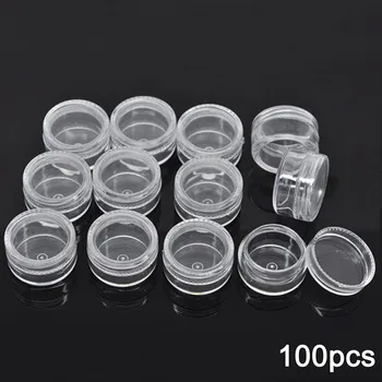 

100PCS Sample Pots 5ml Plastic Clear Plastic Sample Container Mini Bottle Pot Jars Cosmetic Tools Make Up Jars empty bottle X#4