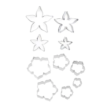 

7Pcs Stainless Steel Rose Flower Petal Calyx Cake Cutter Slicer Set & 6Pcs Fondant Cake Mold Petunia Flower