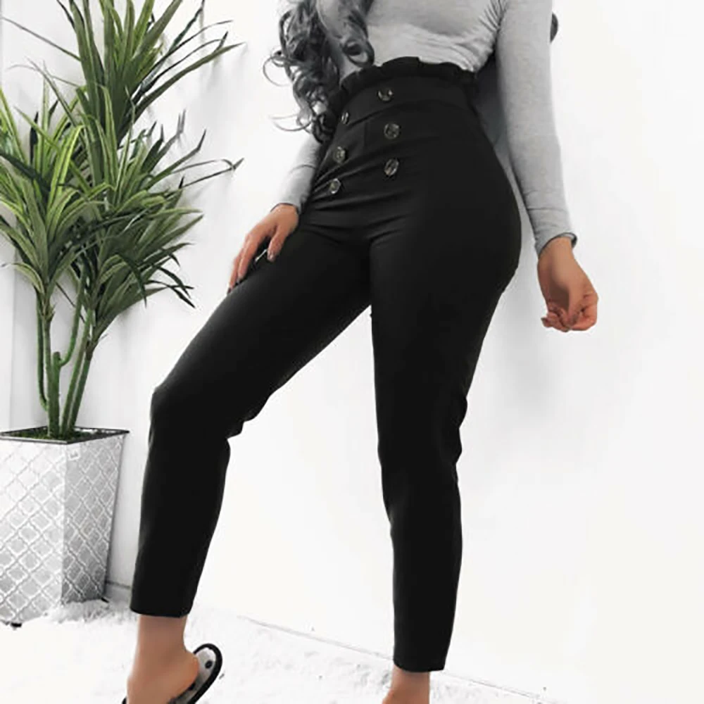 

2019 Fashion Women High Waist Skinny Legging Trouser Ladies Leather Pencil Long Pant Slim Solid Full Length Summer Capris