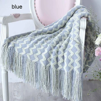 

Knitted Throw Blanket With Tassel Streak Solid Soft Sofa Warm Blanket For Bed Home Travel Office Thicken Warm Plaids 120*200cm