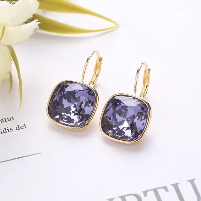 2021 New Design  Square Stones Earrings With French Hook Lever Back For Fashion Girls Wedding Gifts G539