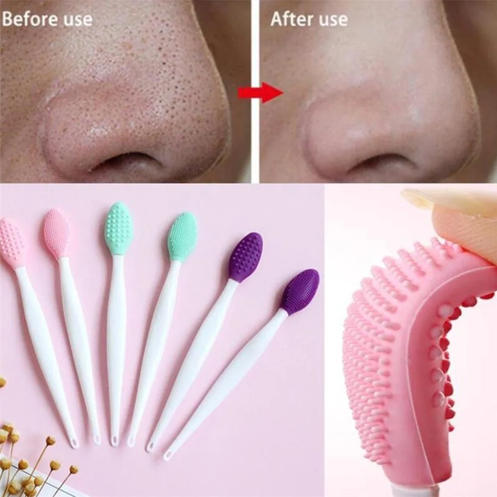 1pc Nose Blackhead Removal Brush Soft Silicone Facial Cleansing Massager Brush Face Care Clean Exfoliator Black Head Remover 2