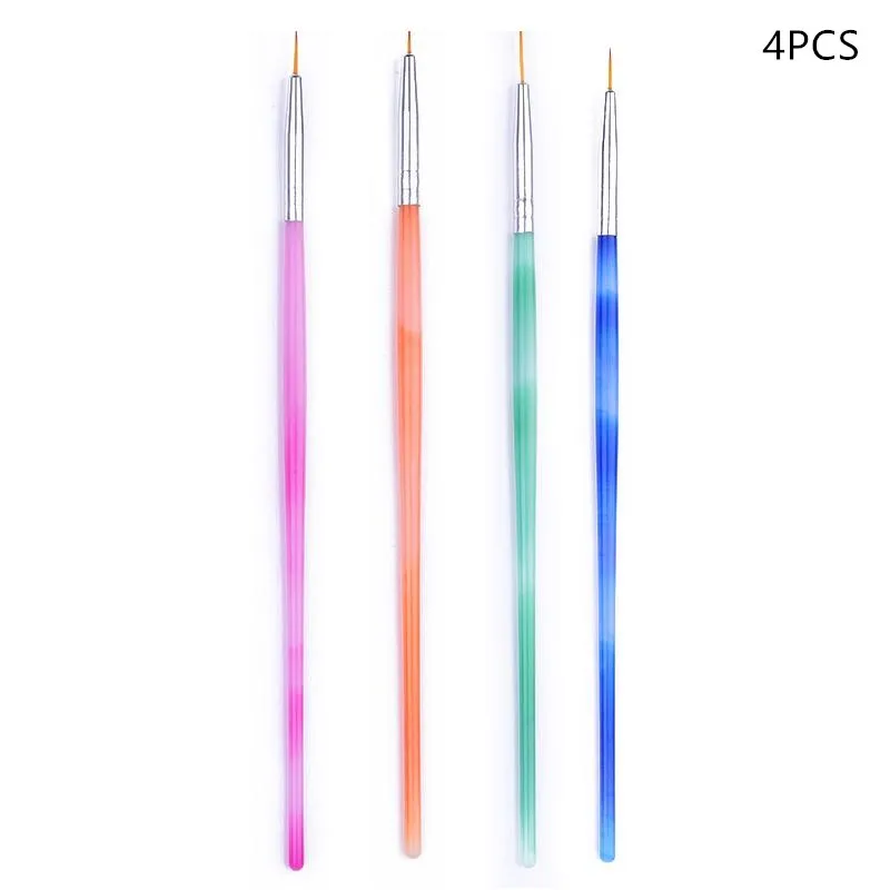4 Pcs Muticolor Наборы кистей для ногтей для УФ-геля, кисть для дизайна ногтей с эффектом омбре, кисть для градиента, кисть для рисования гелем для ногтей, кисть-карандаш, инструменты для ногтей - Цвет: 4 Pcs Muticolor