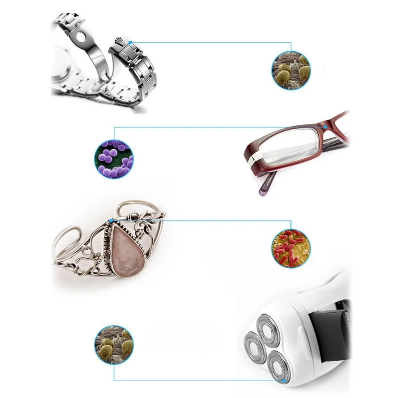 Electric Jewelry Cleaner Glasses Watch Ultrasonic Cleaning Machine Device Mini