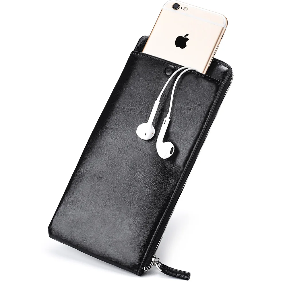 New Man Purse Men Wallet Long Zipper Style Large Capacity Multilayer Card Phone Bag Change Soft Hand Bag