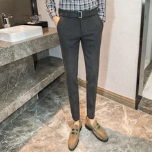 Шерстяные брюки, строгие мужские брюки, облегающие, для офиса, мужские брюки, духи, мужские брюки, Hombre Vestir, зимний костюм