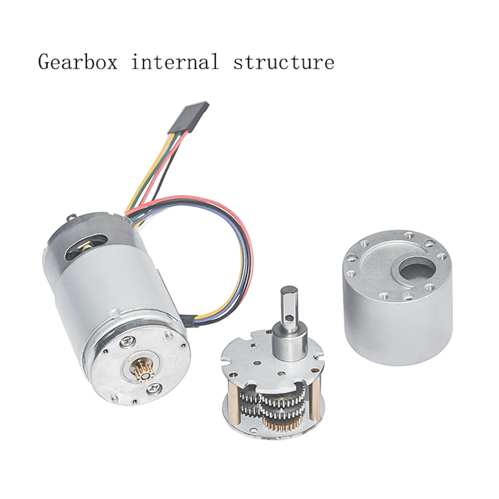 DC Geared Motor with Hall Encoder 12V 24V 10-900rpm Speed Optional Dia 37mm Output Shaft 6mm for DIY Engine Robot 37GB555H