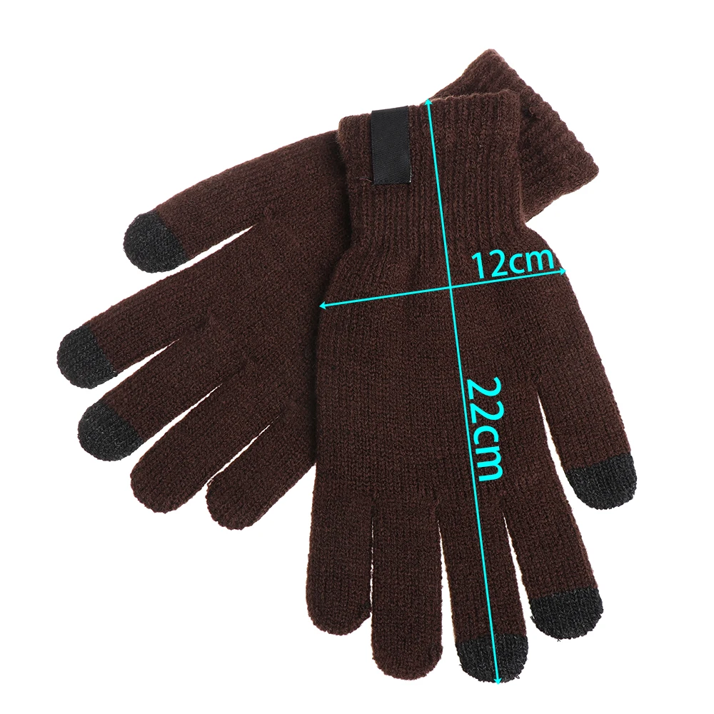 Fashion Winter Knitted Wool Touch Screen Gloves Men Warm Short Plush Lining Full Finger Outdoor Sport Cycling Gloves Mittens