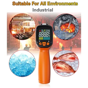 

Digital Infrared Thermometer LCD Display Pyrometer Non-contact Infrared Thermometer with Remote Sensor Laser Indoor Outdoor