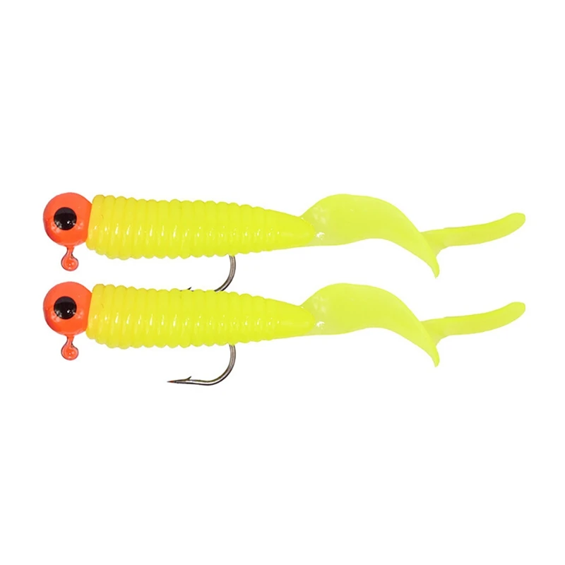 17 шт./компл. искусственные приманки Ложные Приманка со свинцовым Curl хвост накладные приманки рыболовные снасти с одной колючая рыболовный крючок