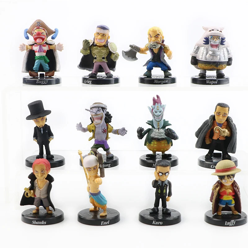 

12pcs/set Small One Piece Figure Luffy Sabo Shanks Lucci Crocodile Moria Buggy Enel Pvc Action Figures Model Toy Gift