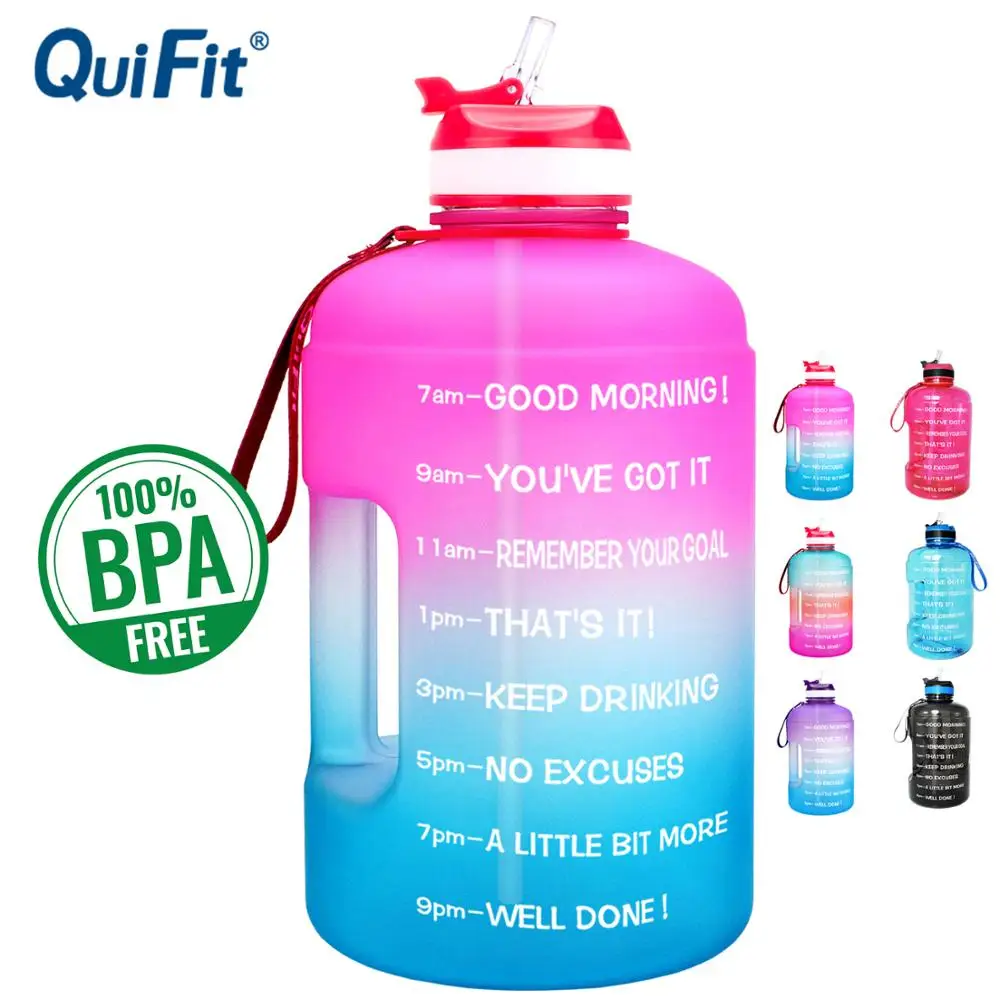 QuiFit 3.78L 128 унций 1 галлон воды бутылка с соломинкой прозрачные диспенсеры для