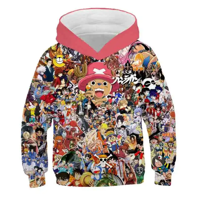 3D baby boys One Piece kids hoodies autumn girls pullover Luffy Japan Anime boy clothes sudaderas outerwear sweatshirts tops | Детская