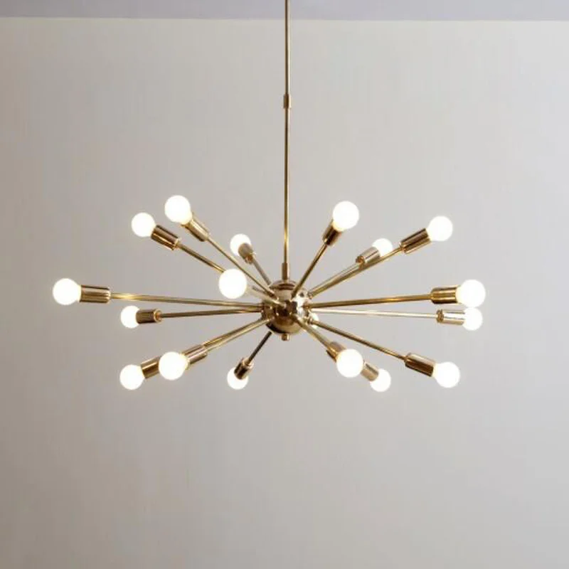 Mid Century Brass Sputnik Chandelier 18 