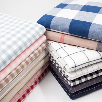 Wash Pure Cotton Fabric 100% Children for Bed Sheets Quilt Covered Clothing Shirt Dress Grid Striped Plaid Cloth Brocade Sewing 1