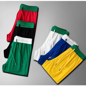 

High-end casual sports trousers, new spring and summer thin section, waist, thin feet pants, men's lace-up solid color trousers