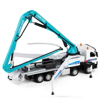 

1:50 Alloy Model Car Truck Acousto-Optic Concrete Pump Truck Adult Metal Ornaments Children'S Christmas New Year Gift Toys,Blue