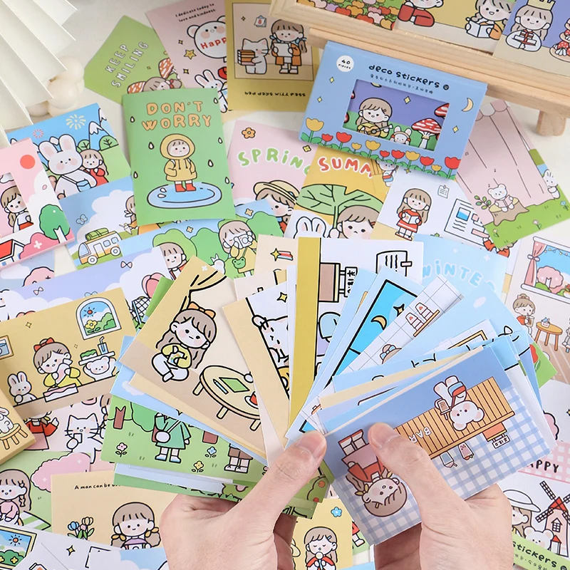 

40pcs/lot Kawaii Cartoon Stickers Set custom Gift Sealing Stick Label Scrapbooking Decorative collage back to school Stationery