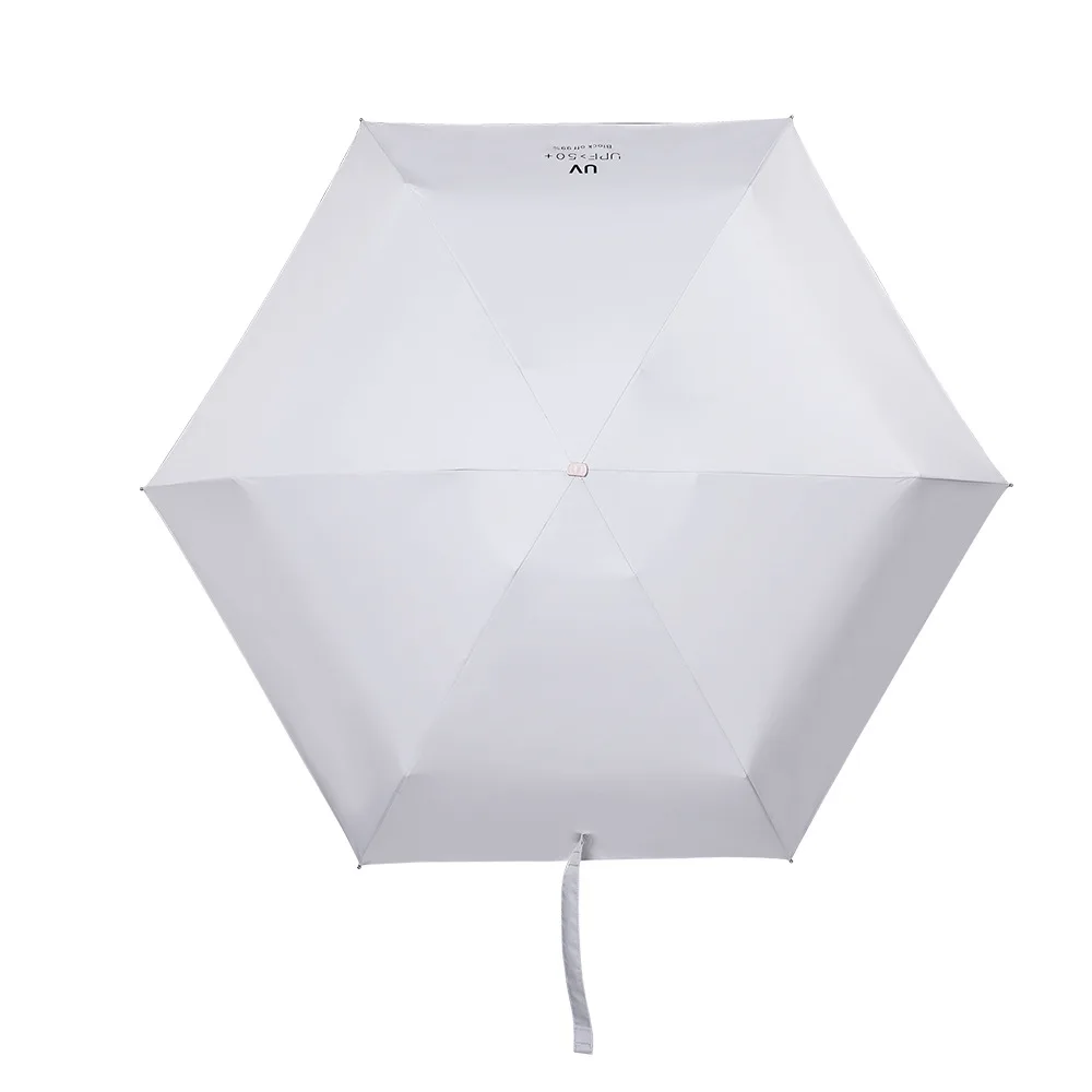 Compact Mini Pocket Umbrella 5 Folding Rain Windproof Anti UV Portable for Women Men Kids HUG-Deals - Цвет: Белый