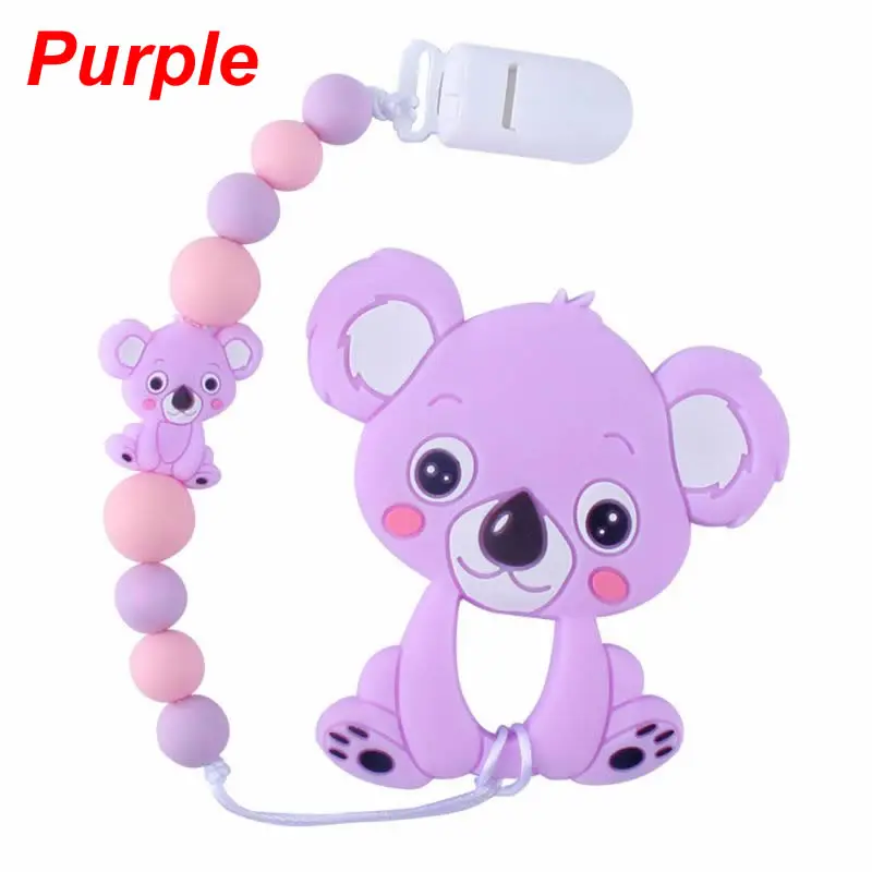 Милые младенцы молярная игрушка мультфильм животное коала зуб гель соска цепь Новорожденный ребенок силиконовый Прорезыватель для купания Подарки G99C - Цвет: Purple
