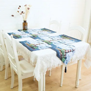 

Sea lighthouse Table flag Placemat Doily luxury style wholesale embroider sequin table runner for wedding hotel dinner party