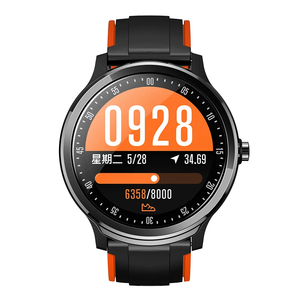 Orange RUNDOING SN80 мужские Смарт-часы 1,3 дюймов полный сенсорный экран пульсометр кислородный трекер для мужчин спортивные Смарт-часы для Android IOS - Цвет: Orange