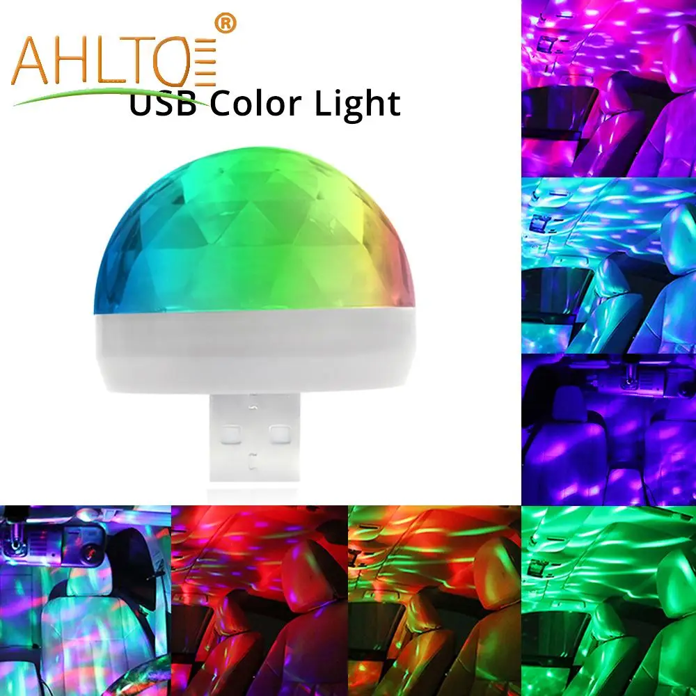 

Car DJ Ambient Light RGB Red Yellow Blue White Green Led Mini Music Sound USB-C Interface Apple Lamp Holiday Party Karaoke Bulbs