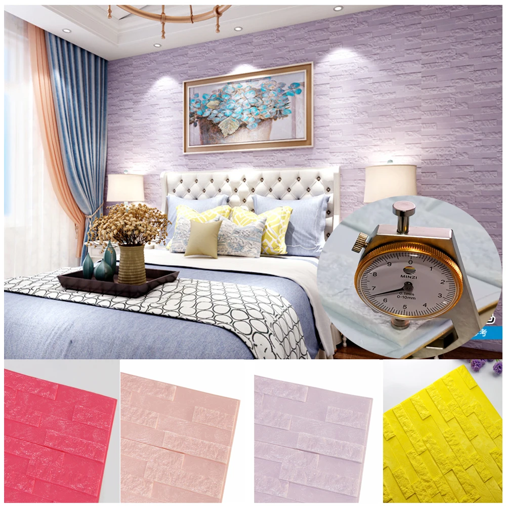DIY Self Adhesive 3D Brick Wall Stickers Living Room Decor Foam Waterproof Panels Covering