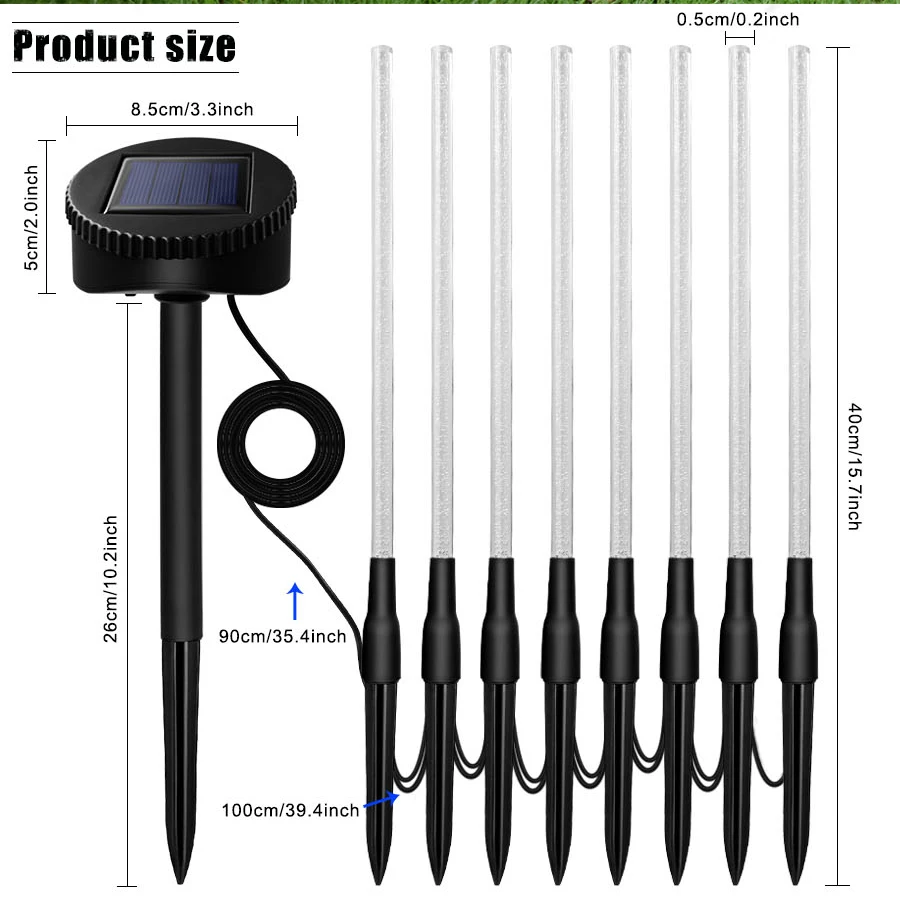 Solar Light Power Tube Lights Lamps Acrylic Bubble Pathway Lawn Landscape Decoration Garden Stick Stake Night Light Lamp Set