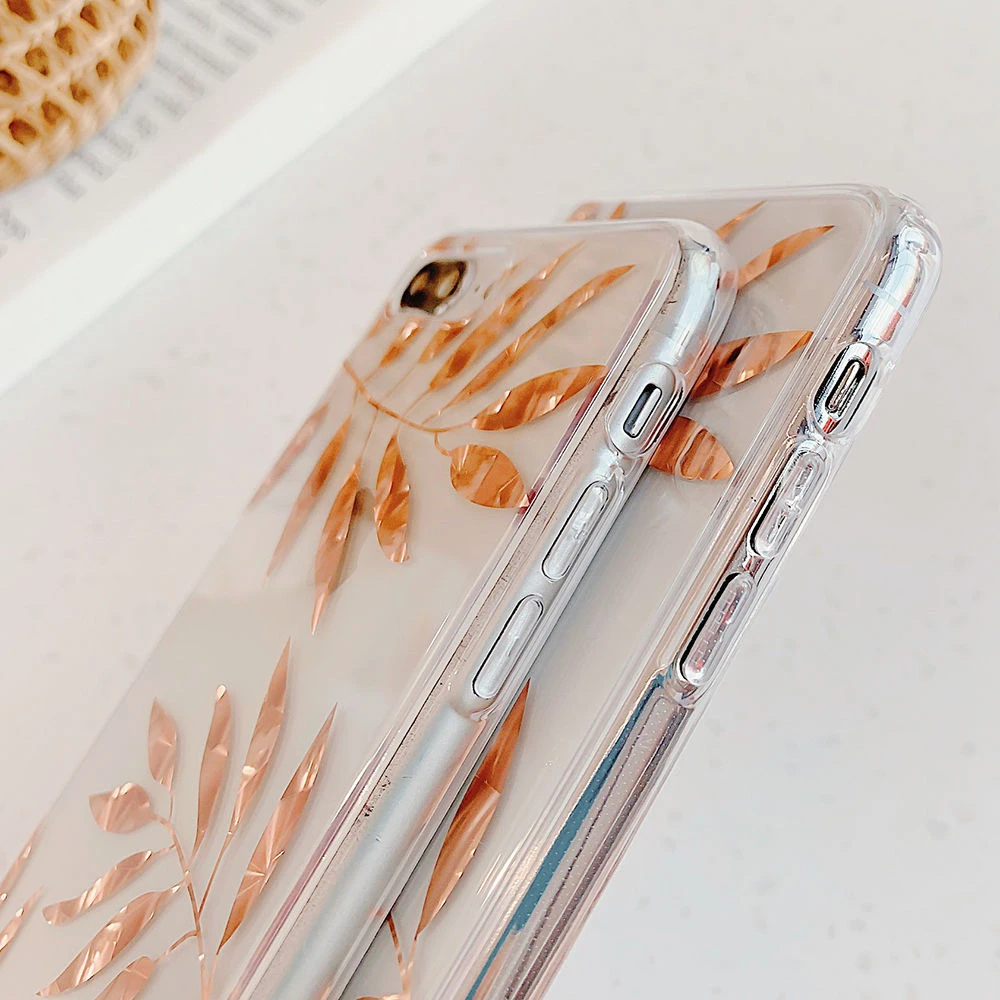 Прозрачные чехлы для iPhone XR X XS Max 11 8 7 Plus с покрытием из розового золота