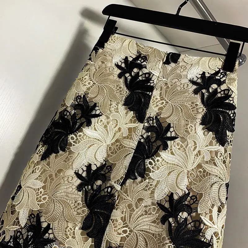 2020 с высокой талией размера плюс женские кружевные юбки женская полая обувь