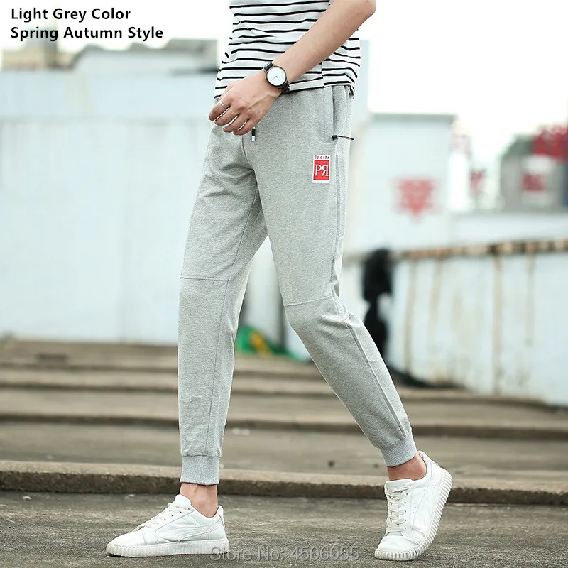 Мужские спортивные штаны для бега в стиле хип-хоп; Pantalon Hombre 7XL 8XL; Цвет черный, серый; теплые зимние модные тренировочные брюки; спортивные брюки - Цвет: thin light grey