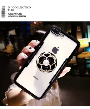 

Cute 3D Camellia Pearl Flower hard soft case for iphone 5 S 6 7 S plus X XR Max cover for Samsung galaxy S7 edge S8 S9 Note 8 9