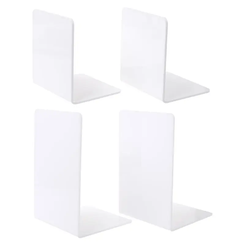 

2Pcs White Acrylic Bookends L-shaped Desk Organizer Desktop Book Holder School Stationery Office Accessories