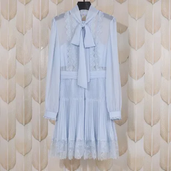 

One mei authentic British SP20 early autumn fair maiden temperament with the new lace chiffon long-sleeved dress