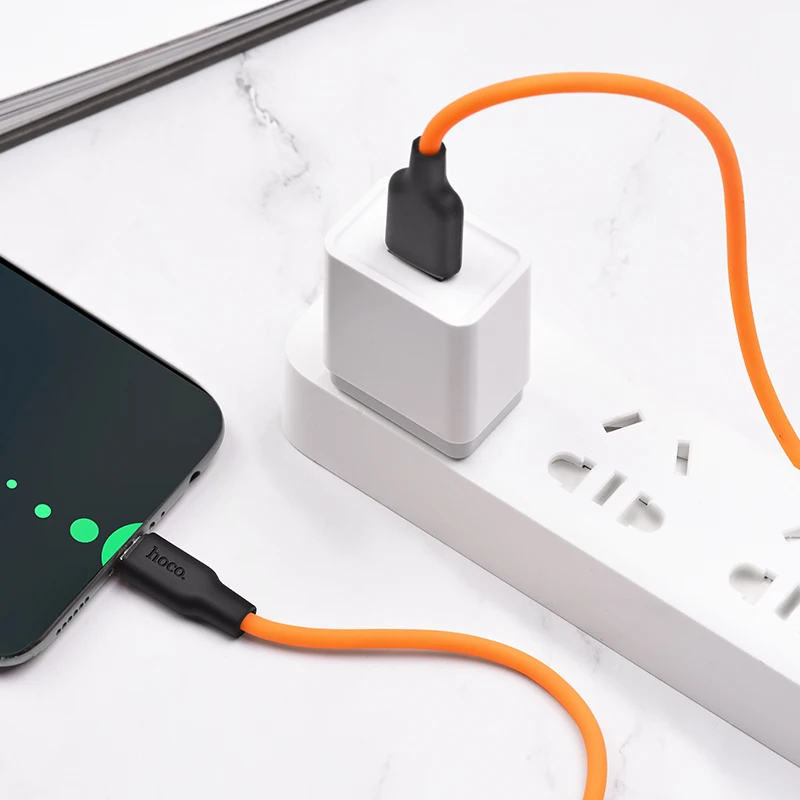 HOCO X21Plus, 20 шт./лот,, 2 м, мягкий силиконовый usb-кабель для iPhone, кабель типа C, микрокабель для samsung USB-C, зарядный провод