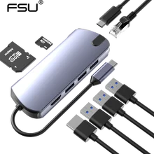 FSU USB C концентратор для HDMI RJ45 PD VGA Кардридер Все в одном USB 3,0 адаптер usb-хаб для Macbook Pro Аксессуары мульти Тип C концентратор