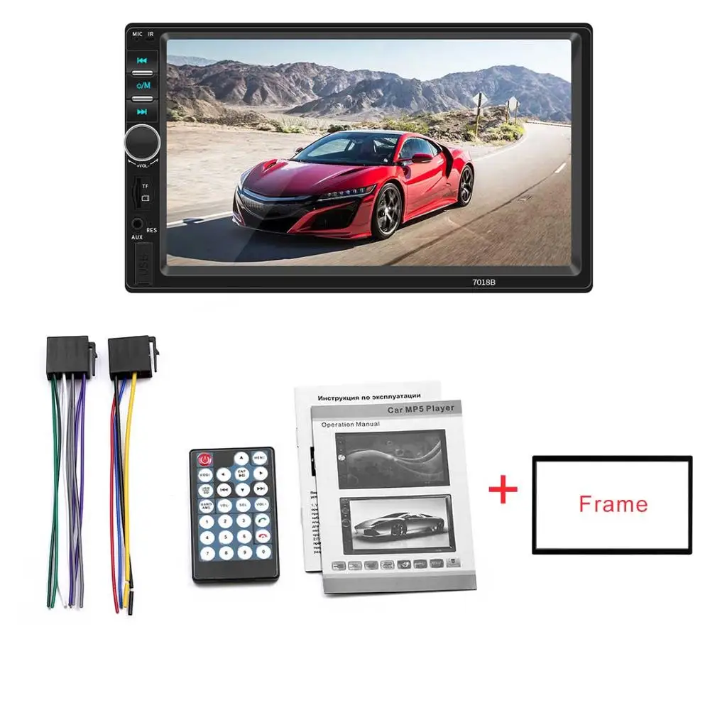 with frame " HD Авторадио мультимедийный плеер MP5 2DIN Авто экран сенсорный аудио Bluetooth Камера USB TF FM - Цвет: with frame