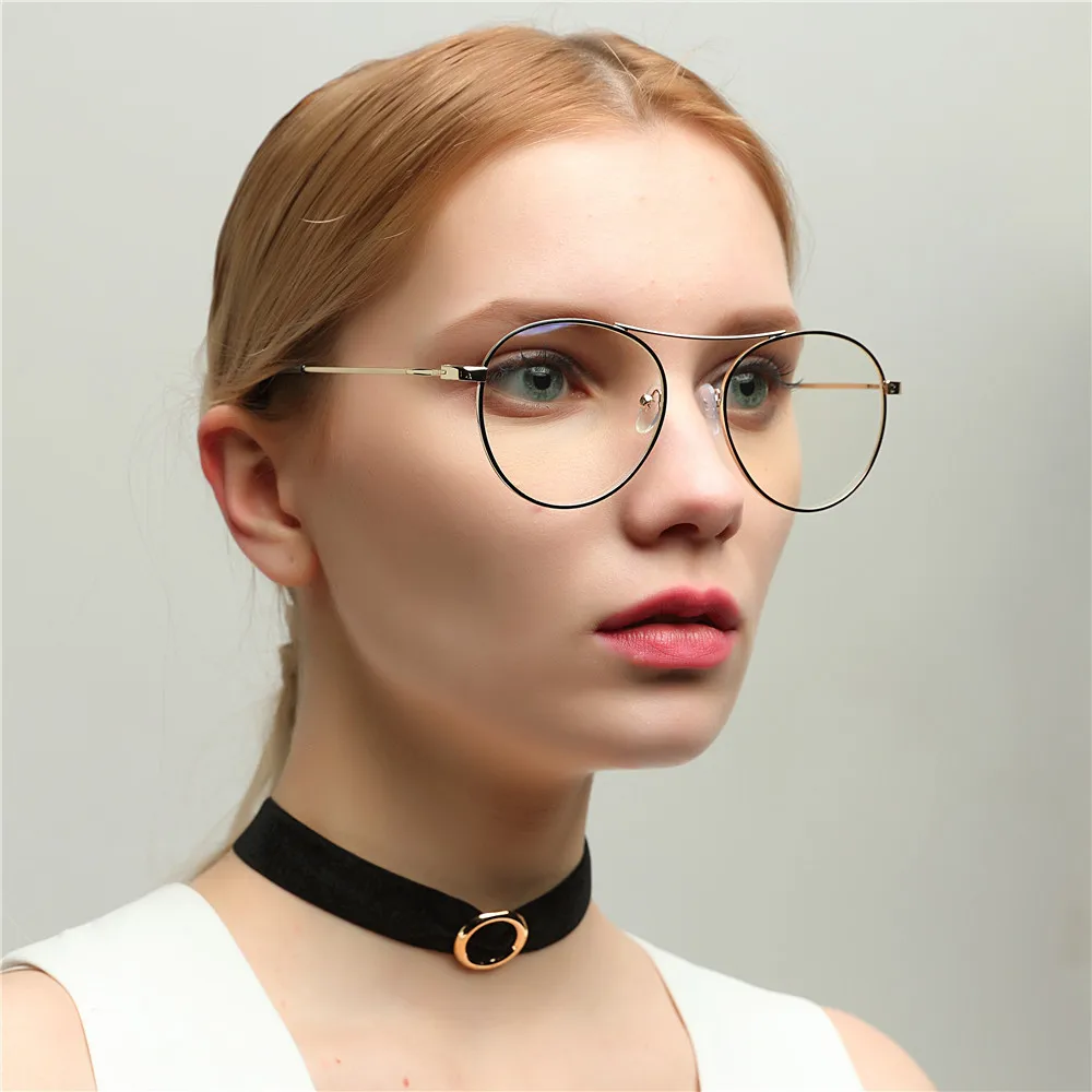 Оптическая оправа, очки с прозрачными линзами, круглые металлические, серебристые, золотые, черные, дизайнерские, для женщин, erkek optik gozluk