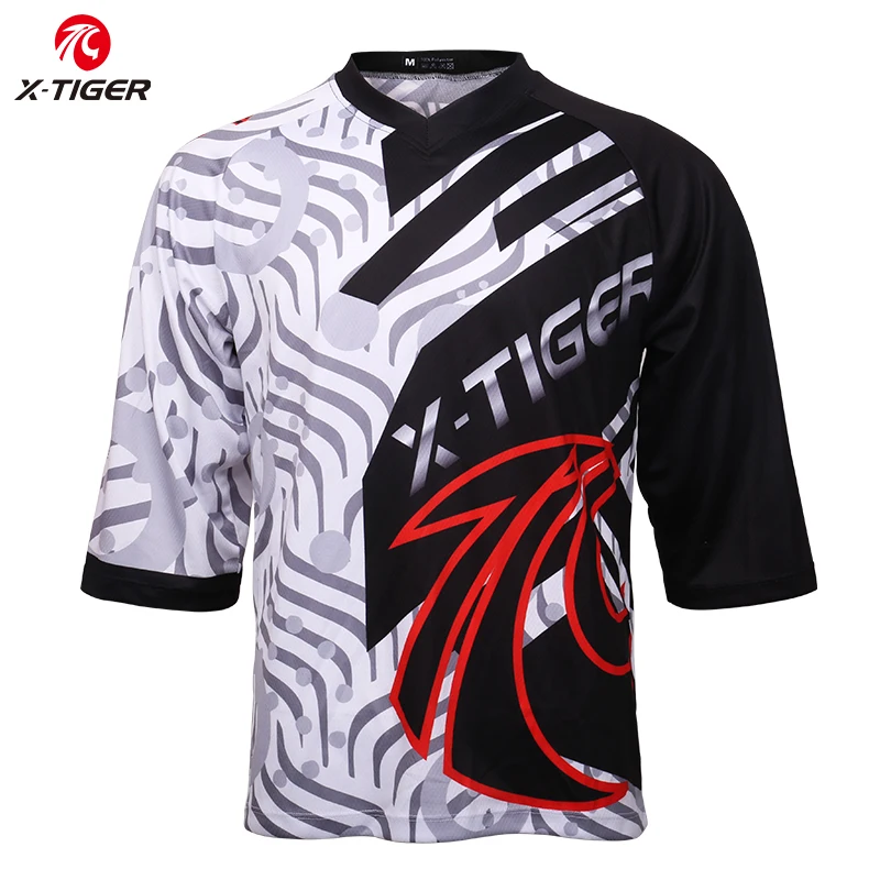 X-Tiger Anti-sweat Medium Sleeve Breathable Jersey Bicycle Cycling Clothes Summer Quick-Dry Downhill Racing Bike DH Shirt | Спорт и