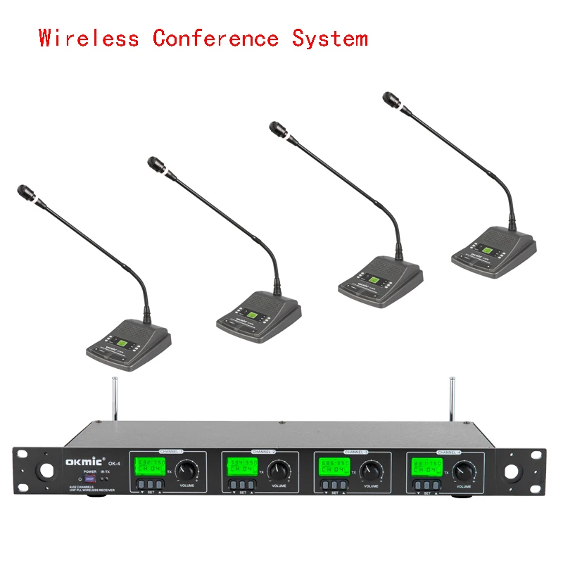 Group A frequency OKMIC OK-978 Профессиональная UHF Конференц-Беспроводная система 4 канала Многоканальная Беспроводная Конференц-система выбор частоты - Цвет: Group A frequency