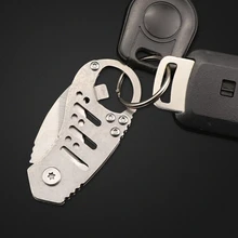 69HD Mini Retro Knife Outdoors EDC Survival Tool Pocket Folding Stonewash Bottle Opener Keychain Camping Hiking