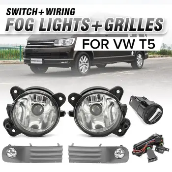 

1Pair Front Bumper Fog Light Angel Eyes Wiring Harness Daytime Running Light Plastic Black Kit for VW T5 TRANSPORTER 2003-2010