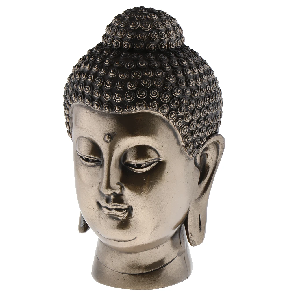 Resin Buddha Head Furnishing Pieces Buddhist Statue Figurine, Buddha Head/Elephant Model Abstract Carving Statue for Home Shop