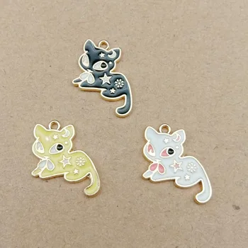 

Wholesale 60pcs/Lot 18*20mm Kawaii Animal Cat Charms Gold Tone Plated Oil Drop DIY Jewelry FIndings Necklace Pendants